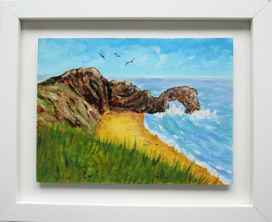 Durdle Door painting. Ready to hang