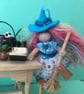 Rainbow And Blue Witch Doll Hanging Decoration, Witch Core, Halloween Decoration - Image 2