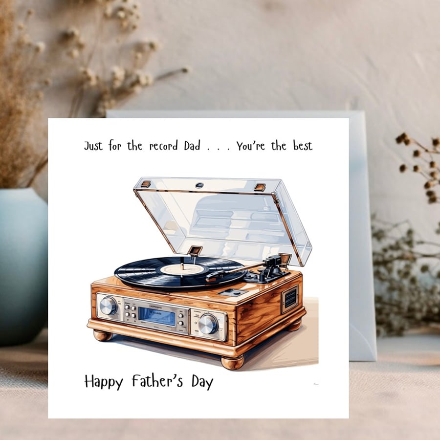 Just for the record - Personalised Father's Day Card - No 1 music themed card
