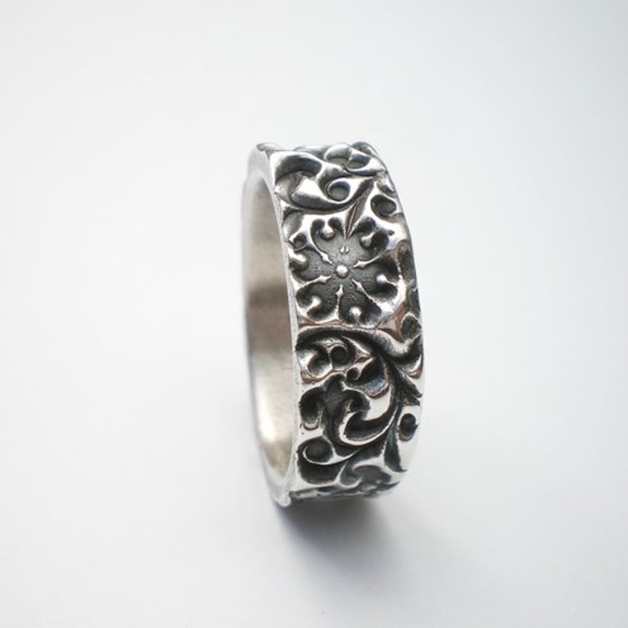 Orange Blossom Silver Slim Ring