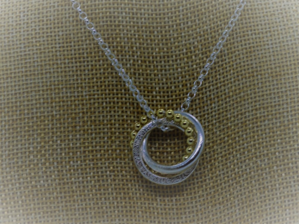 Russian Ring Pendant - Sterling Silver with Gold filled beaded ring