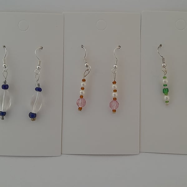 Set of 3 Handmade earrings for pierced ears