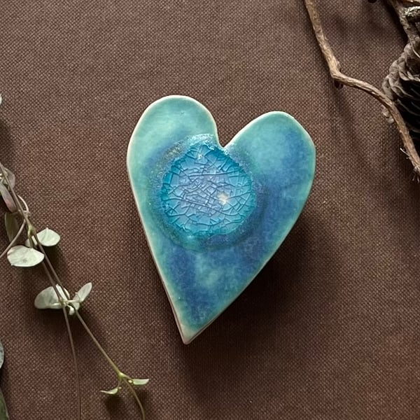 A Ceramic handmade small hanging heart - 92 - Summer Studio Sale 
