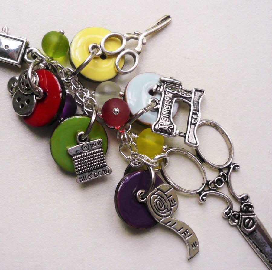 Handbag Charm Sewing Dressmaking Painted Enamel Button KCJ1792