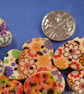 Small Natural Wooden Heart Buttons Floral Mixed Flowers 18x15mm (NH2) - Image 2