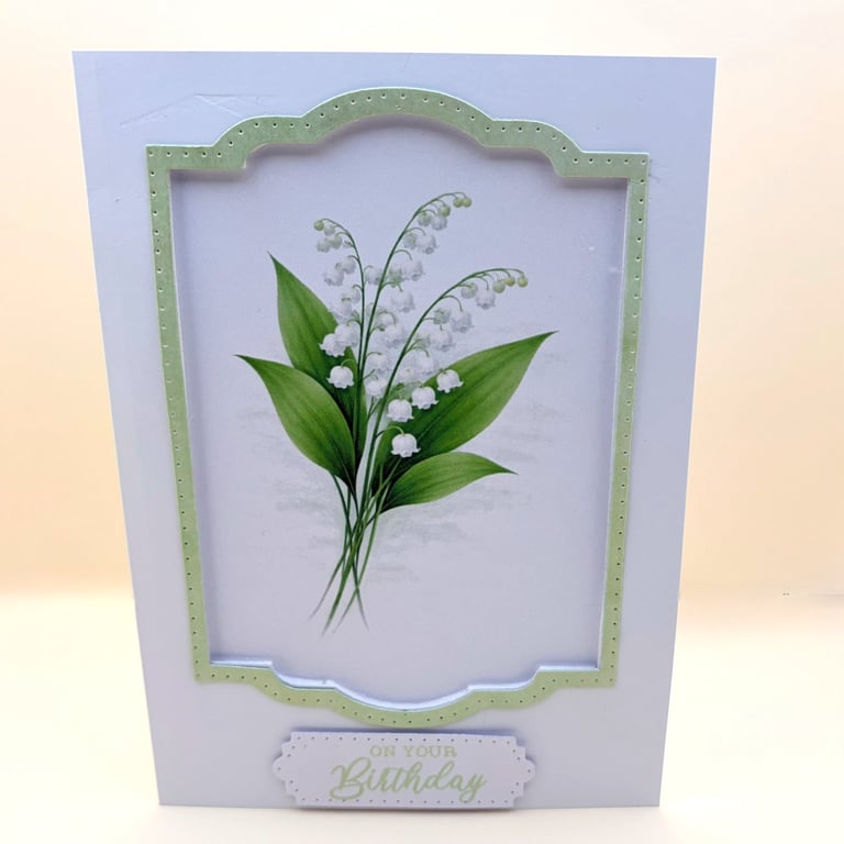 Lily of the Valley Birthday Card - May Birth Flower Botanical Handmade Card