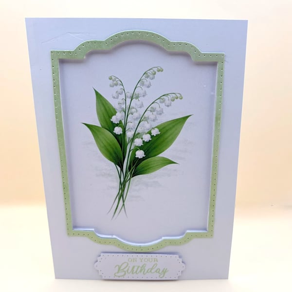 Lily of the Valley Birthday Card - May Birth Flower Botanical Handmade Card