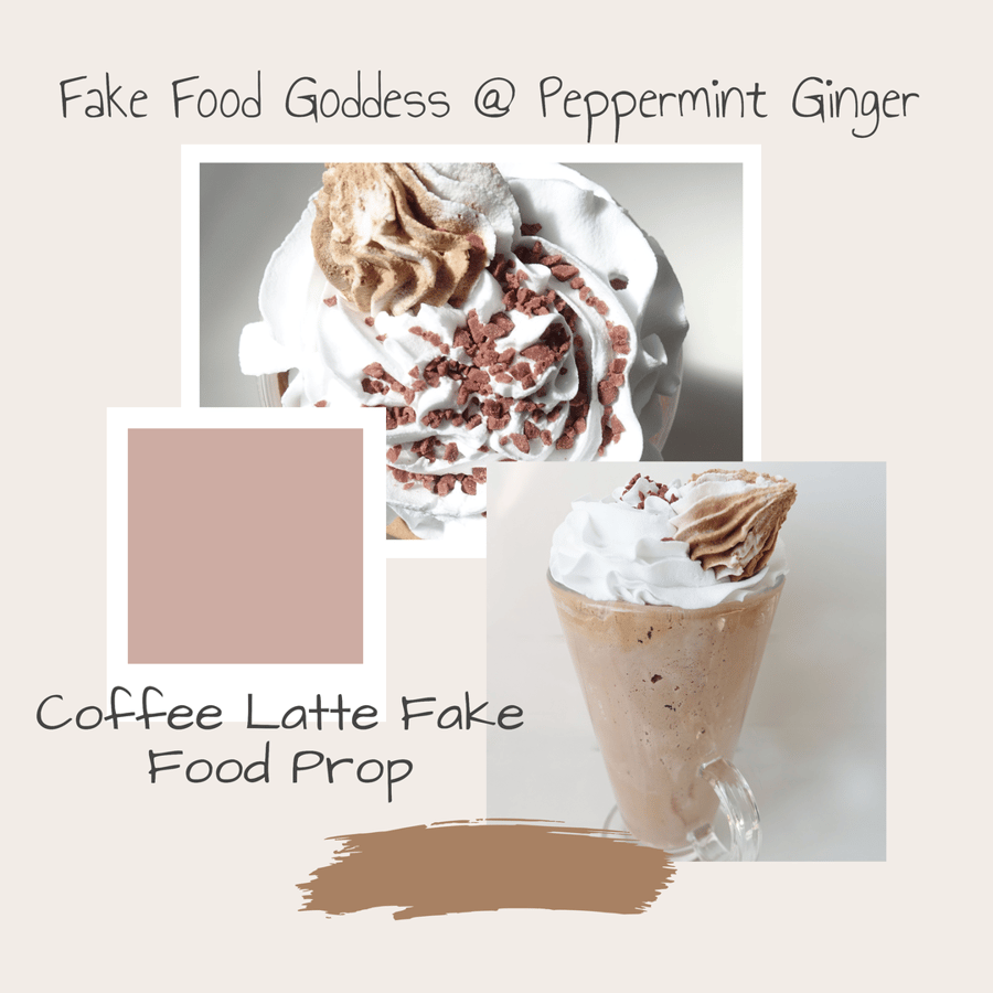 Fake Food Iced Latte Coffee with faux whipped cream topping.  Props, Display, 