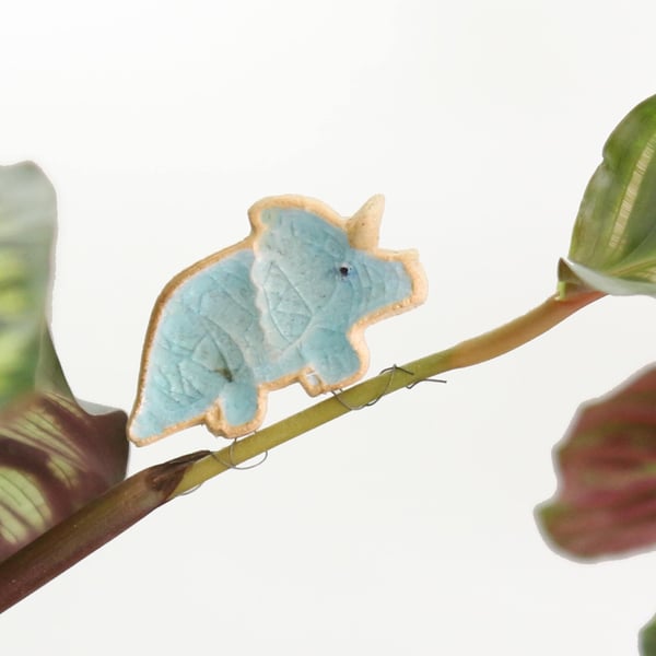 Pale Blue Triceratops Plant  Decoration Gift Card Letterbox Gift