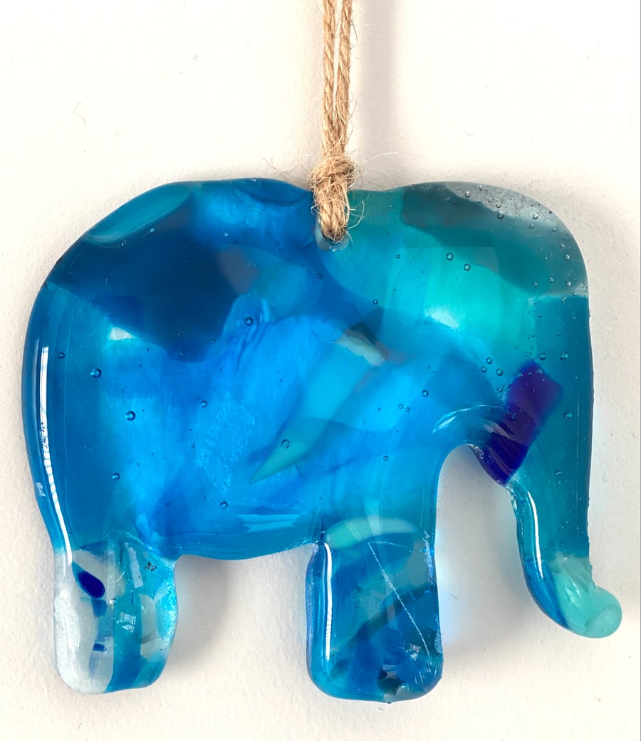  Stunning  fused glass elephant - glass hanging decoration