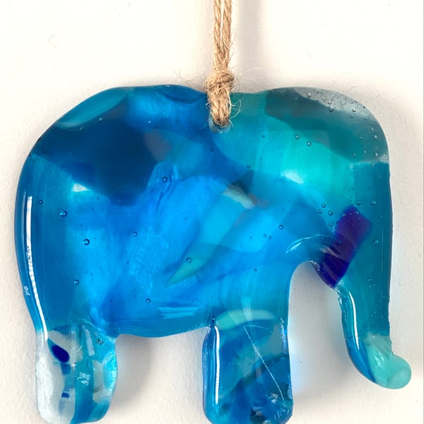  Stunning  fused glass elephant - glass hanging decoration