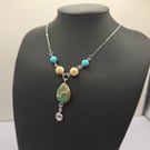 Imperial Jasper and Spiral Pendant Gemstone Necklace, Sea Sediment Jasper