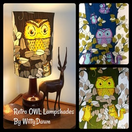 OWL Retro 60s 70s Vintage Fabric Custom Made Lampshades 
