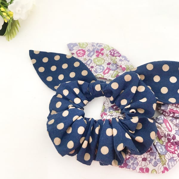  Beautiful Bundle of Two Bow Scrunchies 