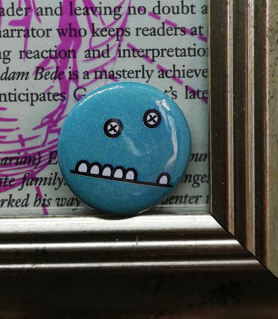 Monster Face 2 - Blue 25mm Button Badge - Free Postage!