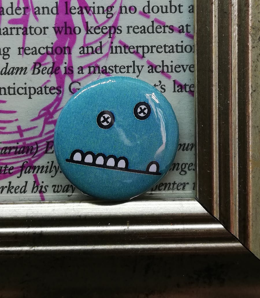 Monster Face 2 - Blue 25mm Button Badge - Free Postage!