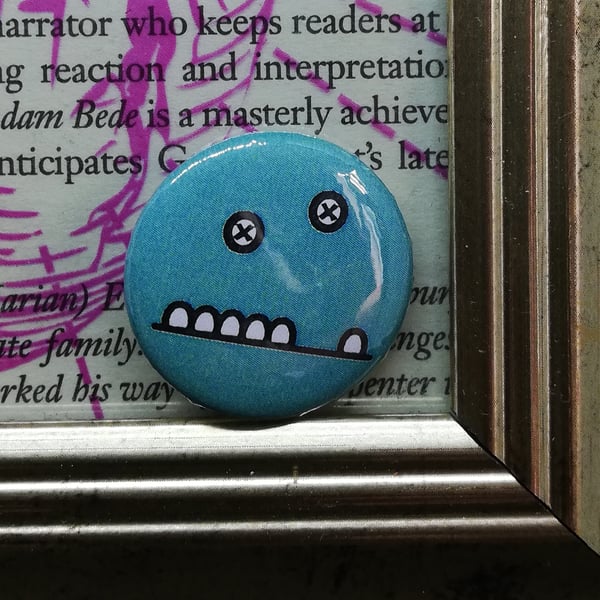 Monster Face 2 - Blue 25mm Button Badge - Free Postage!