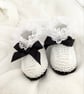 White Lace knitted baby booties 