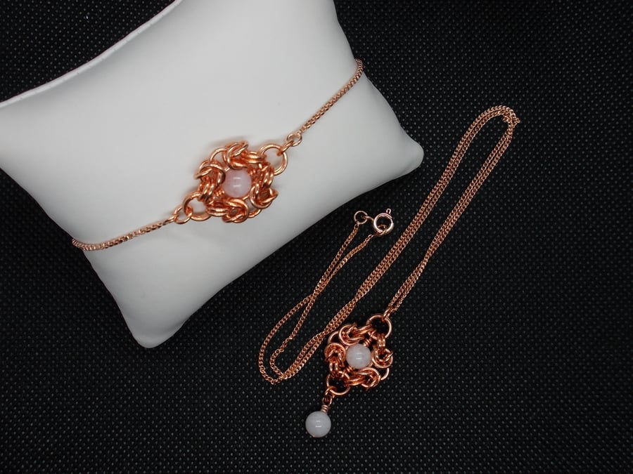 SALE - Byzanite Romanov chainmaille slide bracelet and pendant