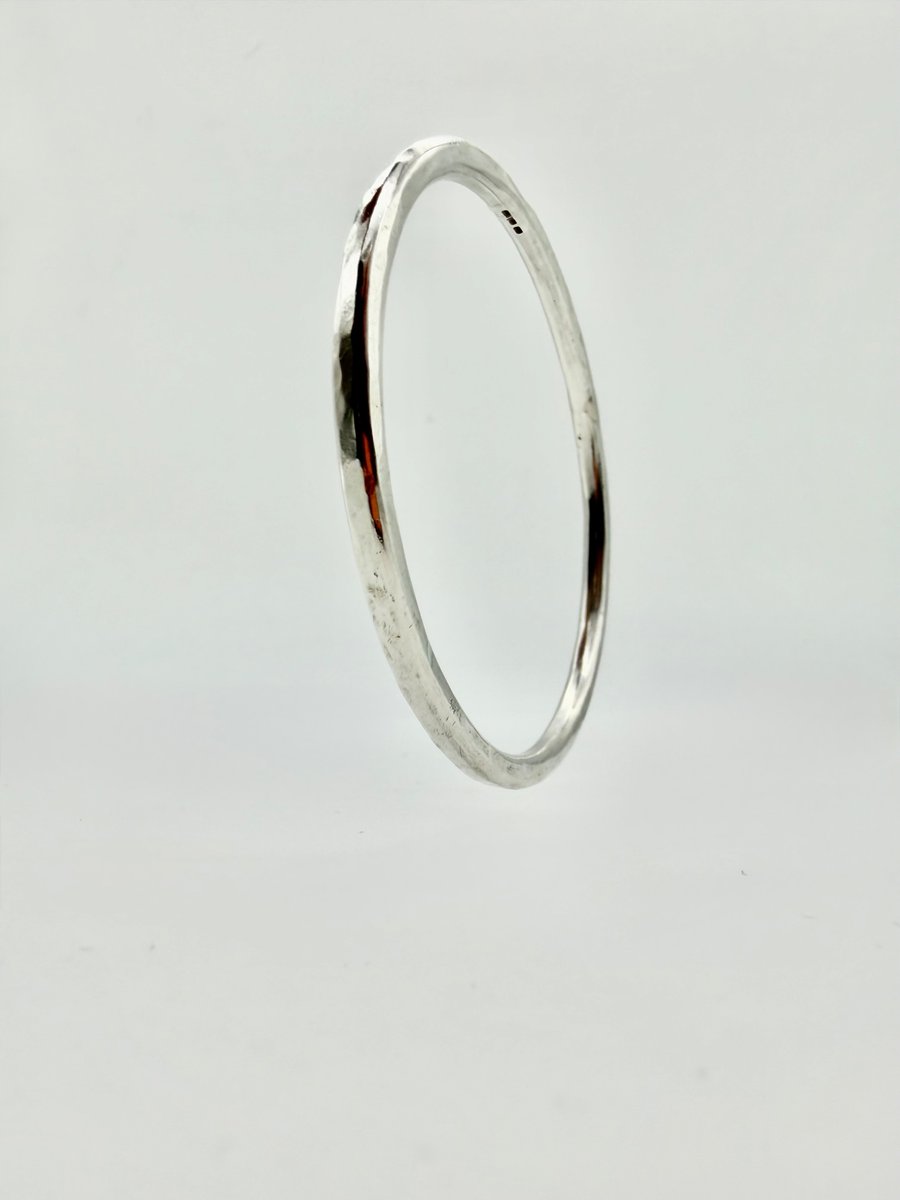 Hammered sterling silver bangle. Handmade & hallmarked