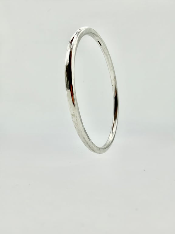 Hammered sterling silver bangle. Handmade & hallmarked