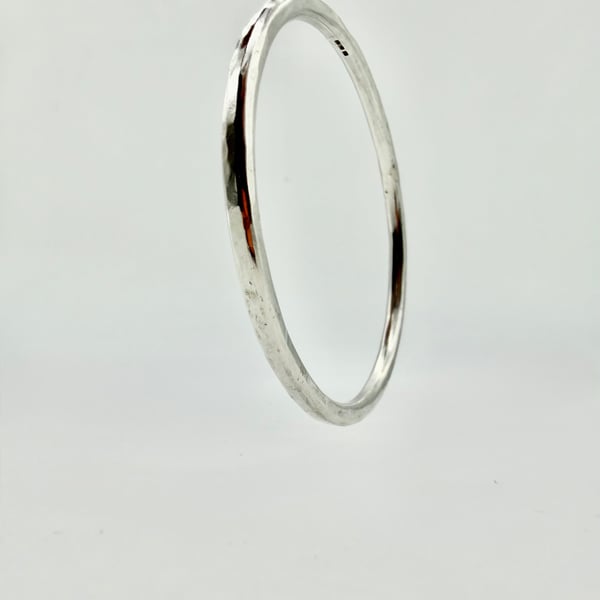 Hammered sterling silver bangle. Handmade & hallmarked