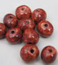 10 Small Bright Copper Glazed Clay Beads - Image 2