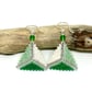 Green Beaded Triangle Earrings 