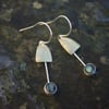 Brass Bell Earrings with Paua Shell Dangles