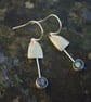 Brass Bell Earrings with Labradorite Dangles - Image 1