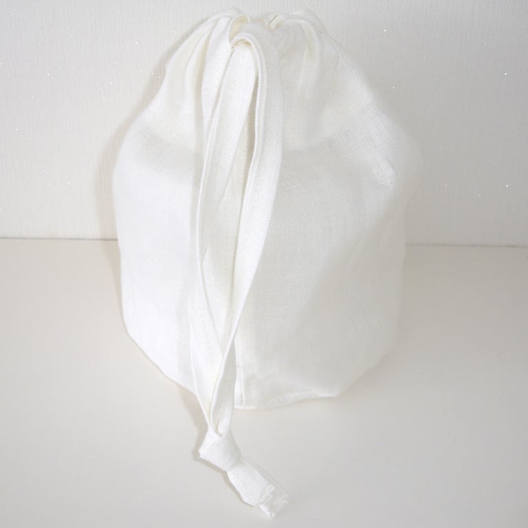 Toilet Roll Storage Drawstring Bag White Linen Single One 1 Roll Holder