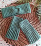 Fingerless Mitts & Ear Warmer Set Sage Green