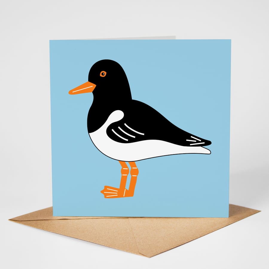 Oystercatcher Greeting Card, Coastal Bird Card, Blank Card, Seaside Card