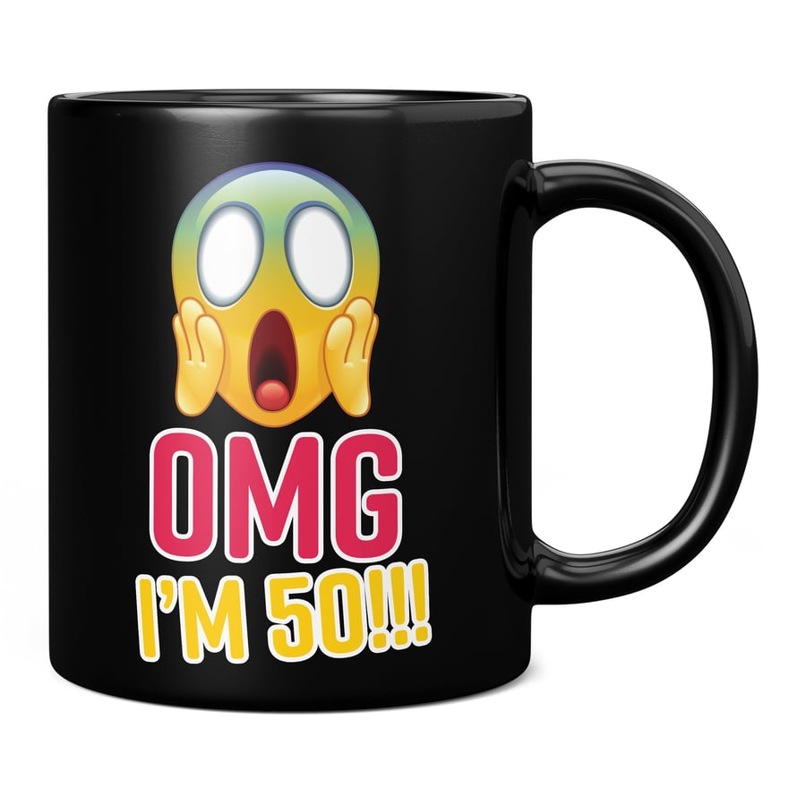 Omg I'm 50 11oz Coffee Mug Cup - Perfect 50th Birthday Gift Idea for Him or Her 