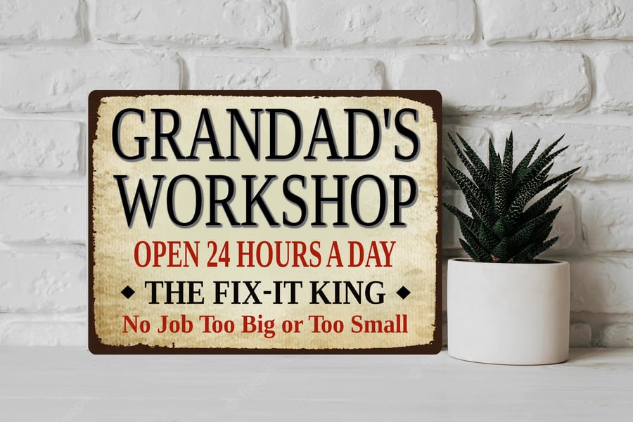 PERSONALISED Workshop Shed Metal Wall Sign Gift Dad Present Fathers Day Any Text