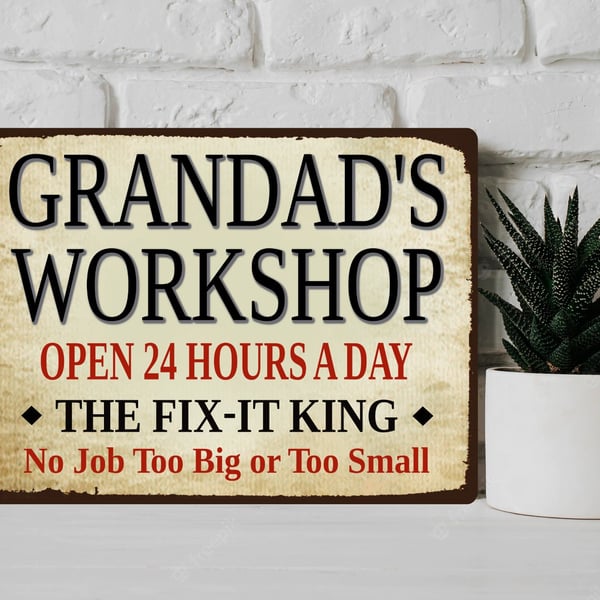 PERSONALISED Workshop Shed Metal Wall Sign Gift Dad Present Fathers Day Any Text