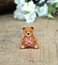 Breast Cancer Awareness Bear Pin, Handmade Pink Ribbon Tiny Teddy Brooch - Image 1