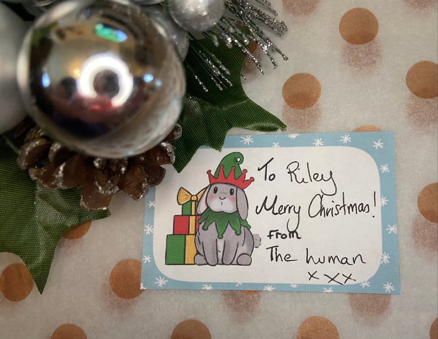 Bunny elf Christmas sticker label pack