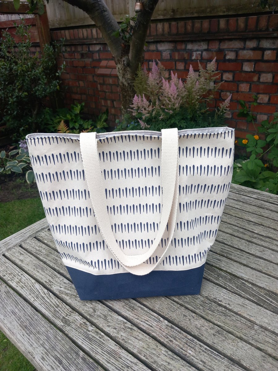 Blue Dashes Tote Bag