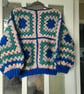 Granny Square Pure Wool Jumper size M