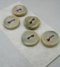 5 Small Round Old Gold Ceramic Buttons - Image 2