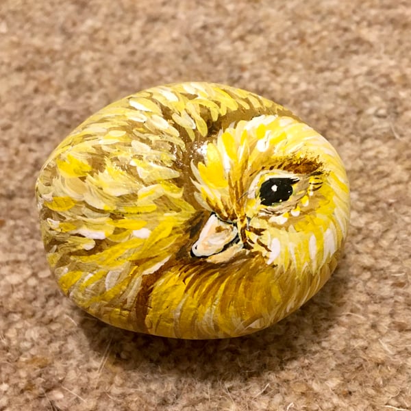 Duckling painted pebble garden rock art pet stone portrait wildlife art painting