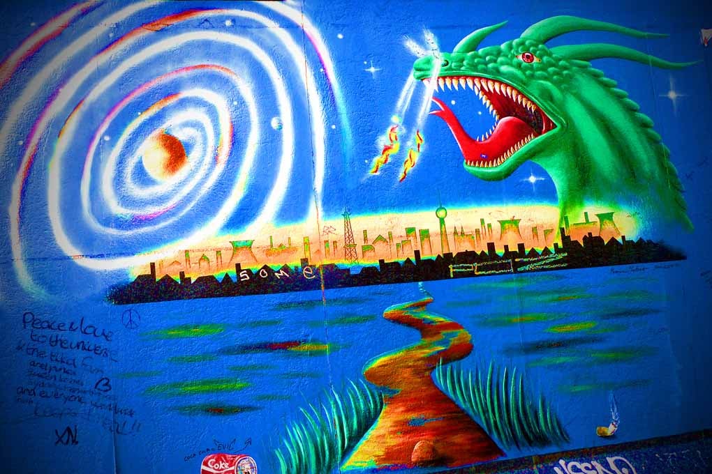 Berlin Wall Graffiti Artwork Street Art Mural Germany 18"x12" Print