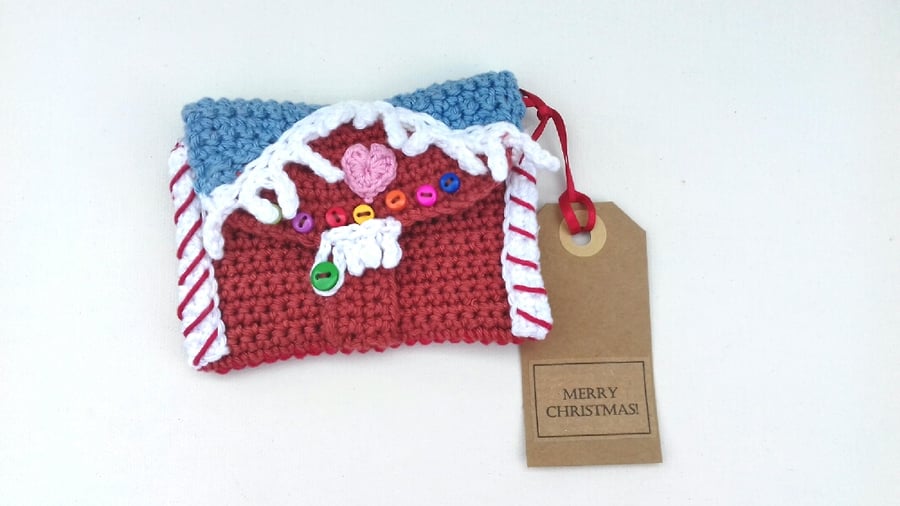 Crochet Gingerbread House Gift Card Wallet 