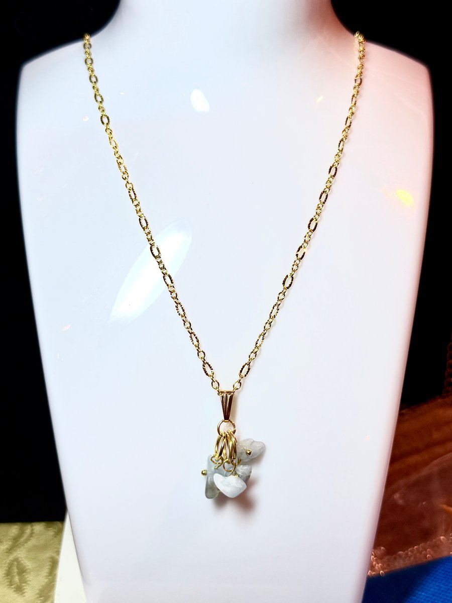 Handmade Light Blue Gemstone necklace with 14 Karat Gold-Plated Necklace Chain