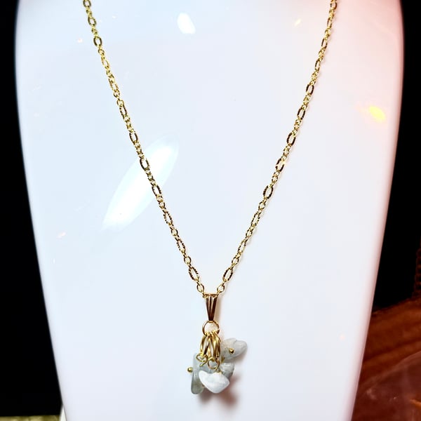 Handmade Light Blue Gemstone necklace with 14 Karat Gold-Plated Necklace Chain