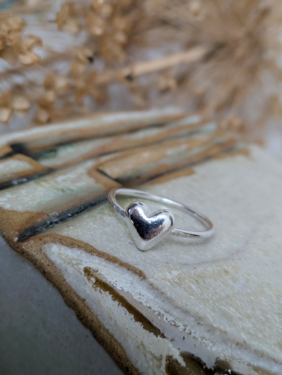 Sterling silver puffy heart ring 