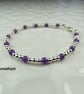 Natural stone beaded bracelet, 3mm sterling silver, 4mm stones, 10 stone options