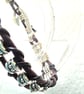 Leather Spacer  black burgundy silver Bracelet Handmade - Image 2