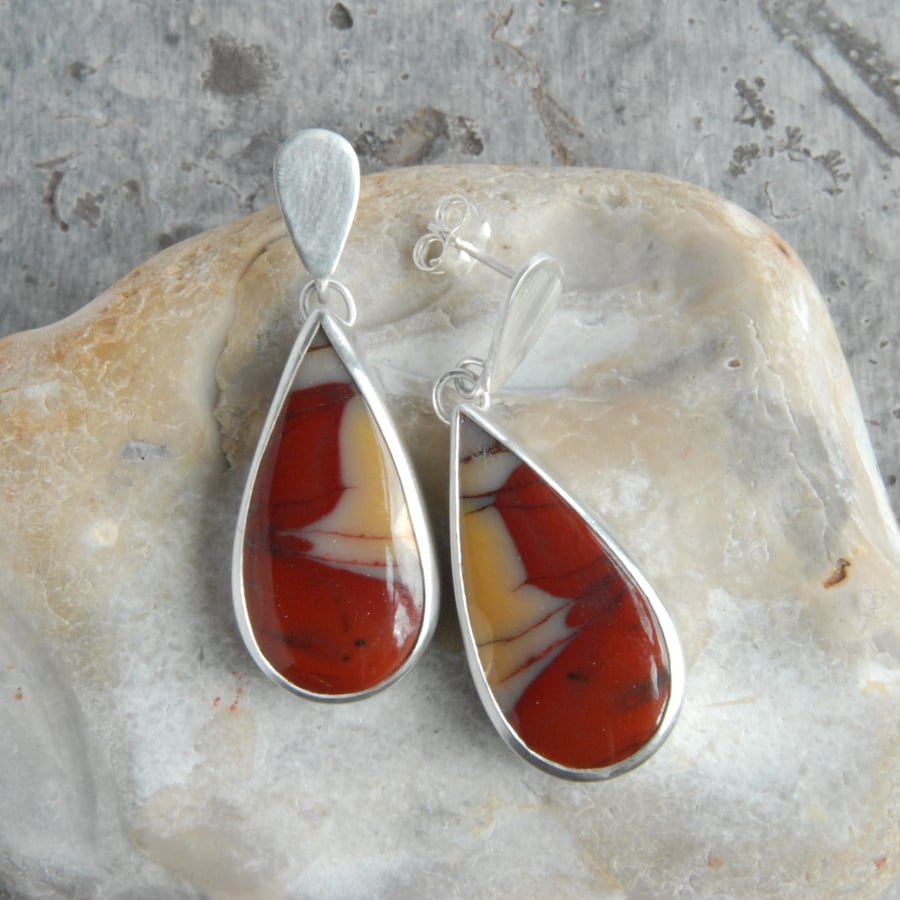 Mookaite and sterling silver drop earrings